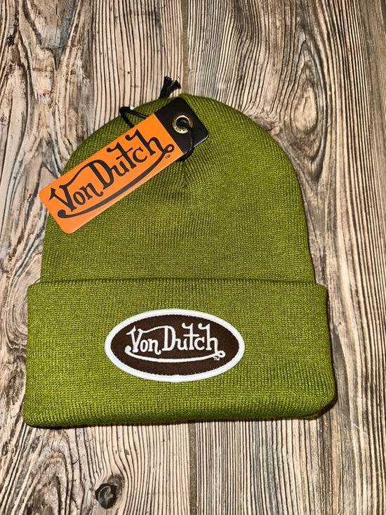 Von Dutch Other - Von Dutch Hunter Green Cuffed Knit Beanie Patch Y2K Trucker Nostalgic One Size